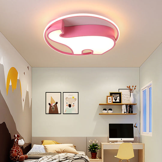 Acrylic Round Flush Mount Cartoon Ceiling Light for Bedroom