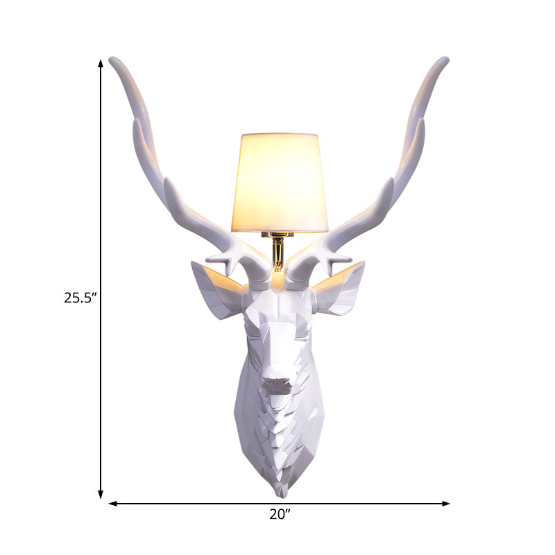 Rustic Style Engraved Deer Wall Sconce: Resin White/Blue 1 Light Fixture