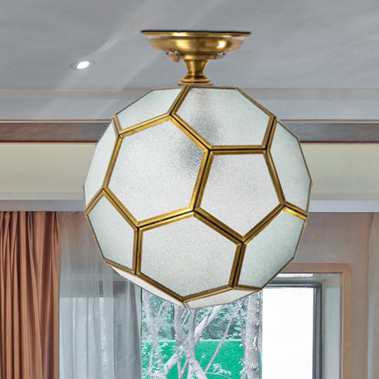 Traditional Glass Semi Flush Ceiling Lamp In Brass - Clear/Cream/Textured White 8-16 Wide Textured /