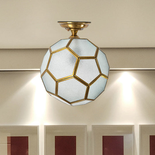 Traditional Glass Semi Flush Ceiling Lamp in Brass - Clear/Cream/Textured White, 8-16" Wide