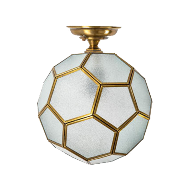 Traditional Glass Semi Flush Ceiling Lamp in Brass - Clear/Cream/Textured White, 8-16" Wide