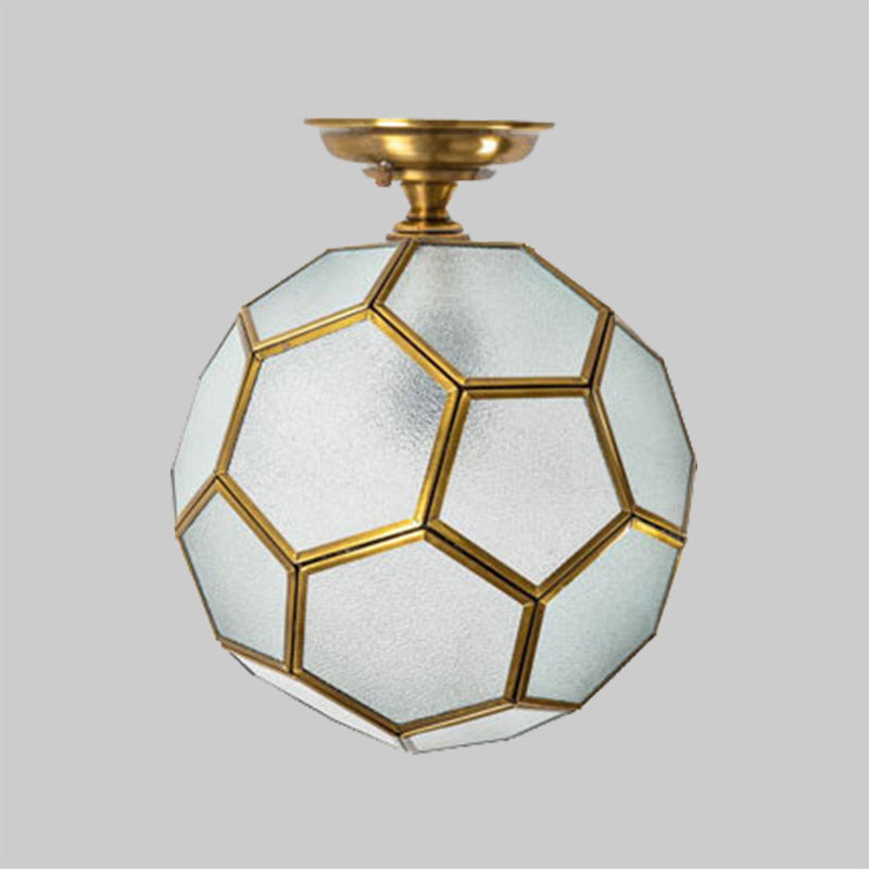 Traditional Glass Semi Flush Ceiling Lamp in Brass - Clear/Cream/Textured White, 8-16" Wide