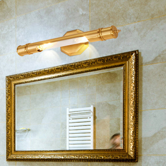 14/18 Retro Brass Vanity Light Wall Mounted Metal Sconce With 2 Bulbs For Bathroom Lighting