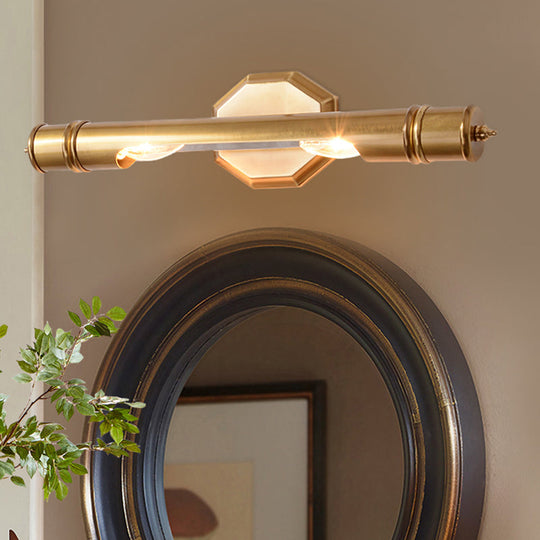 14/18 Retro Brass Vanity Light Wall Mounted Metal Sconce With 2 Bulbs For Bathroom Lighting / 14