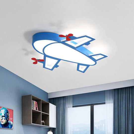 Cartoon Style LED Blue Ceiling Lamp - Acrylic Flush Mount Recessed Lighting, White/3 Color Light