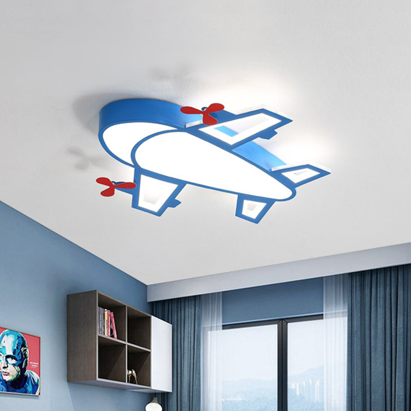 Cartoon Style Led Blue Ceiling Lamp - Acrylic Flush Mount Recessed Lighting White/3 Color Light