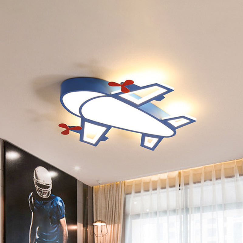 Cartoon Style LED Blue Ceiling Lamp - Acrylic Flush Mount Recessed Lighting, White/3 Color Light