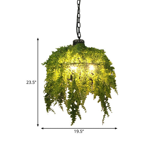 Farmhouse Led Chandelier Lamp In Black/Pink/Green For Dining Room: Blossoming Metallic Suspension