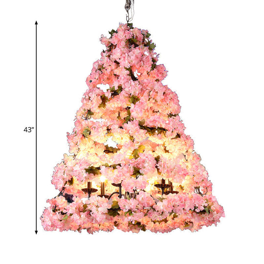 Rustic Pink Christmas Tree Chandelier: Metallic Wine Club Led Pendant Light