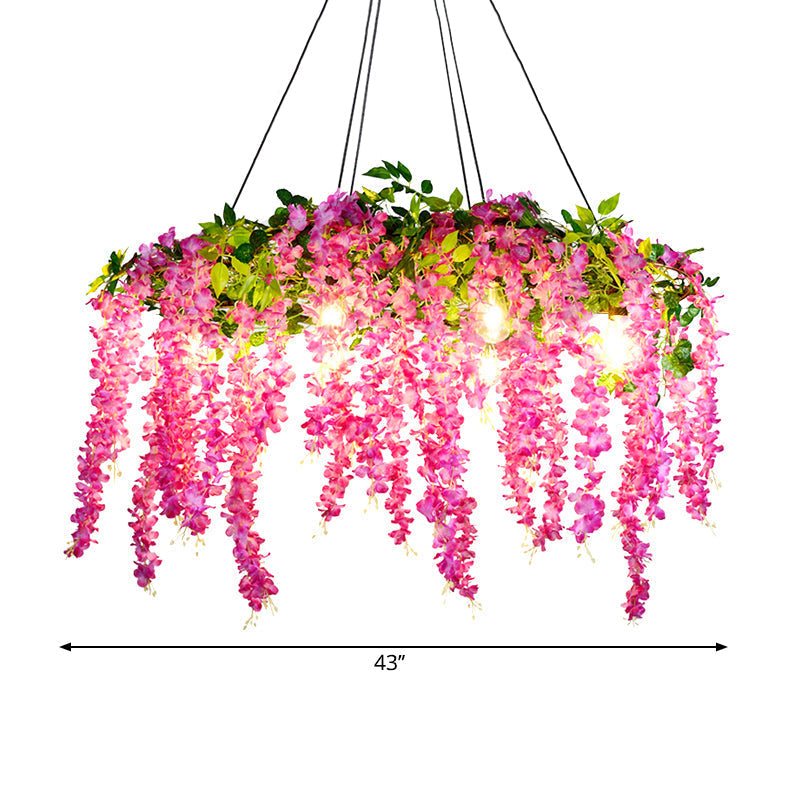 Iron Pendant Lamp - Rural White/Pink/Purple Plant Cafe Chandelier Lighting