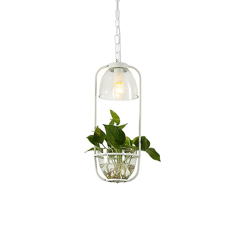 Modern Iron Farmhouse Led Pendant Lamp With Plant Pot - Black/White/Gold Warm/White Light White /