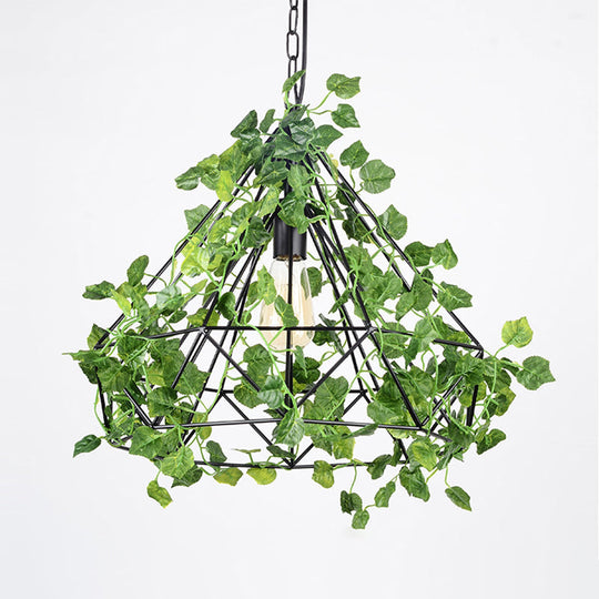 Industrial Led Pendant Lighting With Diamond Iron Cage In Black - 4W/6W Ideal For Restaurants Or