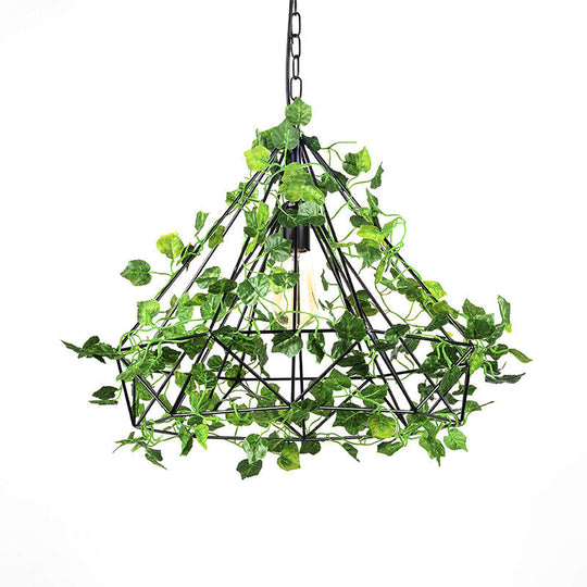 Industrial Led Pendant Lighting With Diamond Iron Cage In Black - 4W/6W Ideal For Restaurants Or