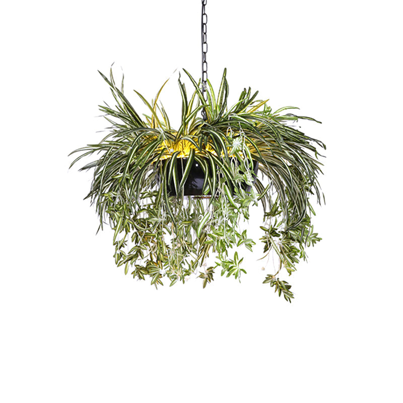 Farmhouse Balcony LED Resin Bowl Pendant Light in Black/White - Ceiling Lamp Kit with Suspension