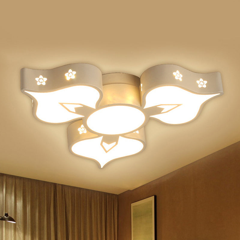 LED Flush Mount Light: White Blossom Ceiling Lamp for Living Room and Kids' Spaces