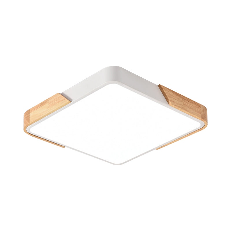 Acrylic Nordic Led Flush Mounted Ceiling Lamp In White/Blue/Black With Wood Guard -