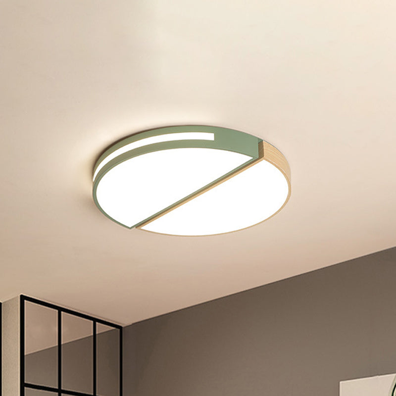 Nordic Acrylic Dual Sector Ceiling Fixture Led Flush Mount Light Green/Grey Warm/White 16.5/20.5