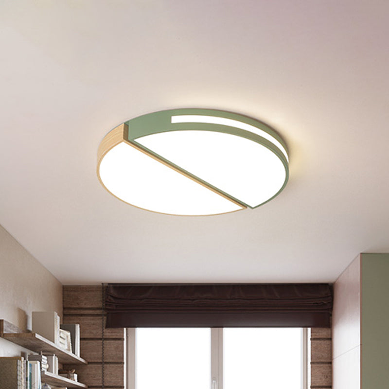 Nordic Acrylic Dual Sector Ceiling Fixture LED Flush Mount Light, Green/Grey, Warm/White, 16.5"/20.5" Wide