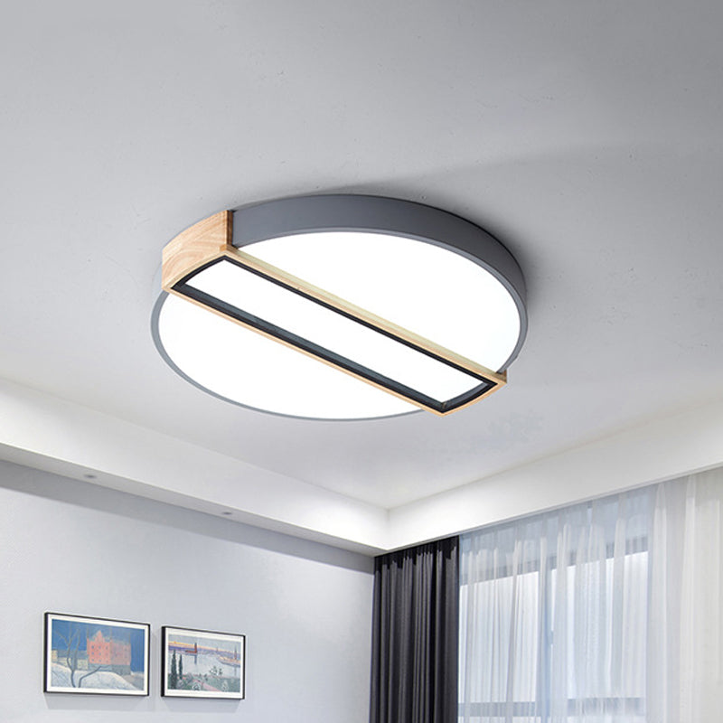 16"/19.5" Nordic LED Flushmount Ceiling Light - White/Grey/Green, Round, Acrylic Shade