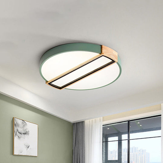 16"/19.5" Nordic LED Flushmount Ceiling Light - White/Grey/Green, Round, Acrylic Shade