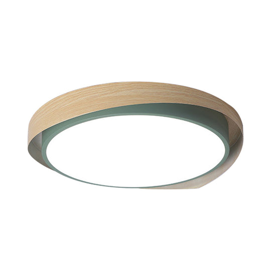 Circular Ceiling Light Macaron Metal Blue/Grey and Beige LED Flush Mount Fixture for Child Bedroom, Warm/White Light - 16.5"/20.5" W