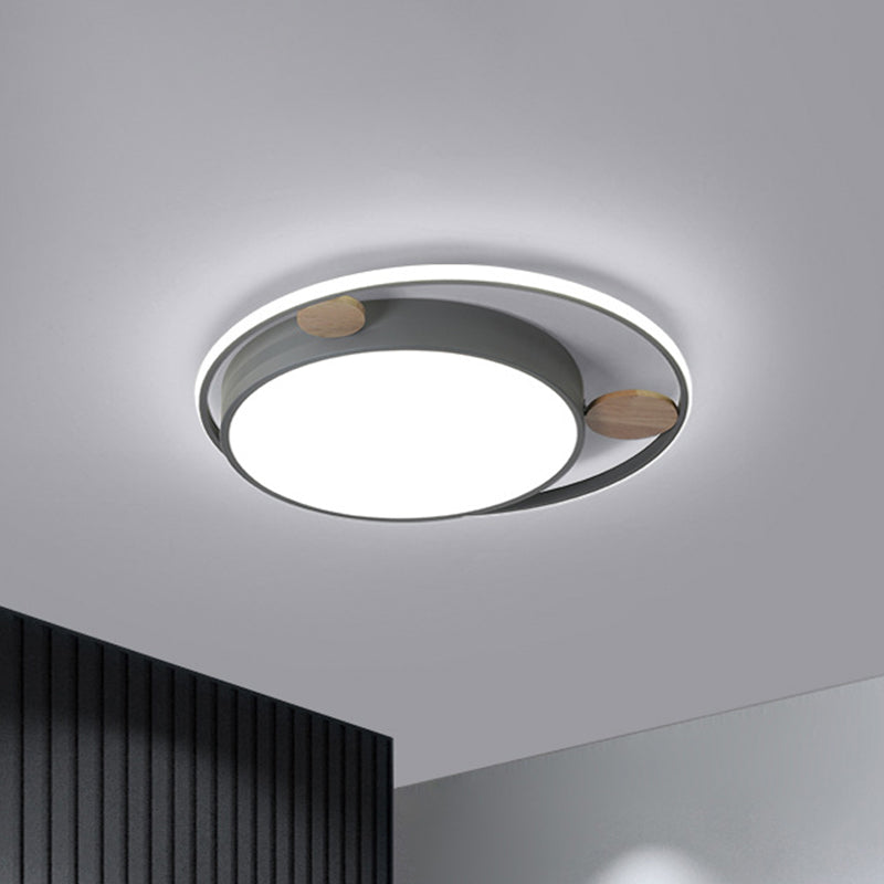 Modern Bear Head Led Flushmount Ceiling Light With Wood Accent - 18/21.5 Wide Cartoon Acrylic In