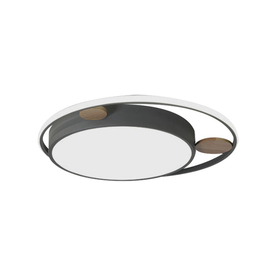 Modern Bear Head Led Flushmount Ceiling Light With Wood Accent - 18/21.5 Wide Cartoon Acrylic In