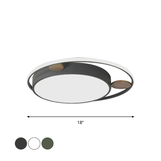 Modern Bear Head Led Flushmount Ceiling Light With Wood Accent - 18/21.5 Wide Cartoon Acrylic In