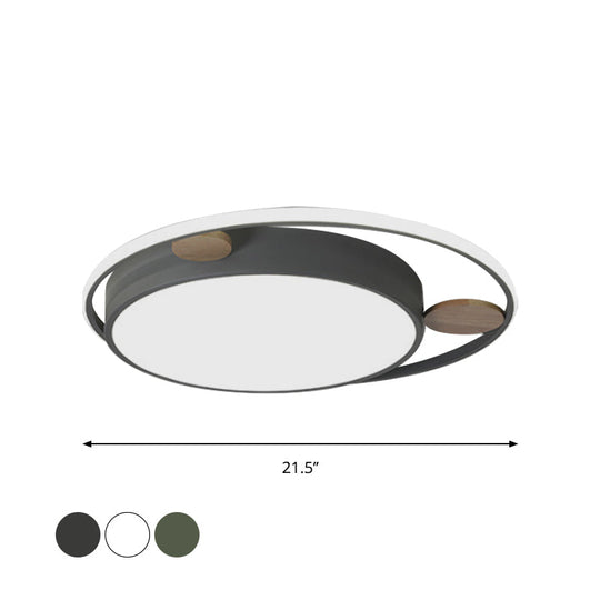 Modern Bear Head LED Flushmount Ceiling Light with Wood Accent - 18"/21.5" Wide, Cartoon Acrylic in Green/White/Grey