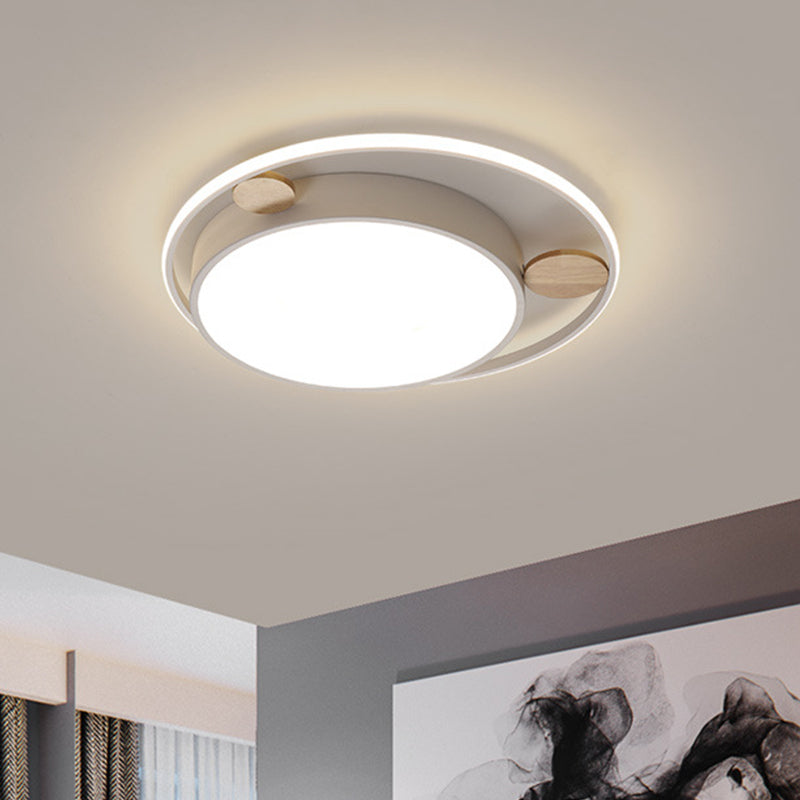 Modern Bear Head Led Flushmount Ceiling Light With Wood Accent - 18/21.5 Wide Cartoon Acrylic In