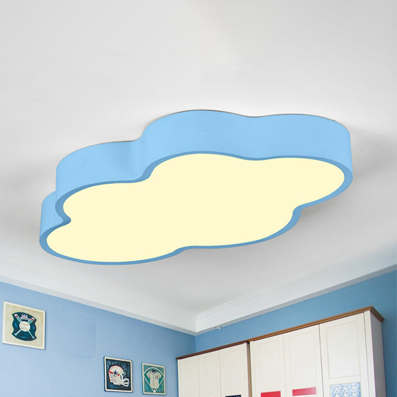 Macaron Cloud Shaped LED Ceiling Light - Acrylic 20.5"/24.5" Wide, White/Blue - Ideal for Bedrooms