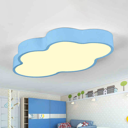 Macaron Cloud Shaped LED Ceiling Light - Acrylic 20.5"/24.5" Wide, White/Blue - Ideal for Bedrooms