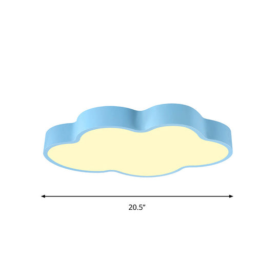 Macaron Cloud Shaped LED Ceiling Light - Acrylic 20.5"/24.5" Wide, White/Blue - Ideal for Bedrooms