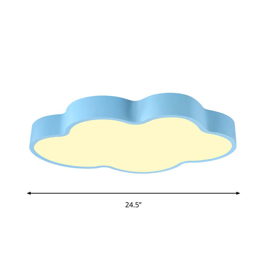 Macaron Cloud Shaped LED Ceiling Light - Acrylic 20.5"/24.5" Wide, White/Blue - Ideal for Bedrooms