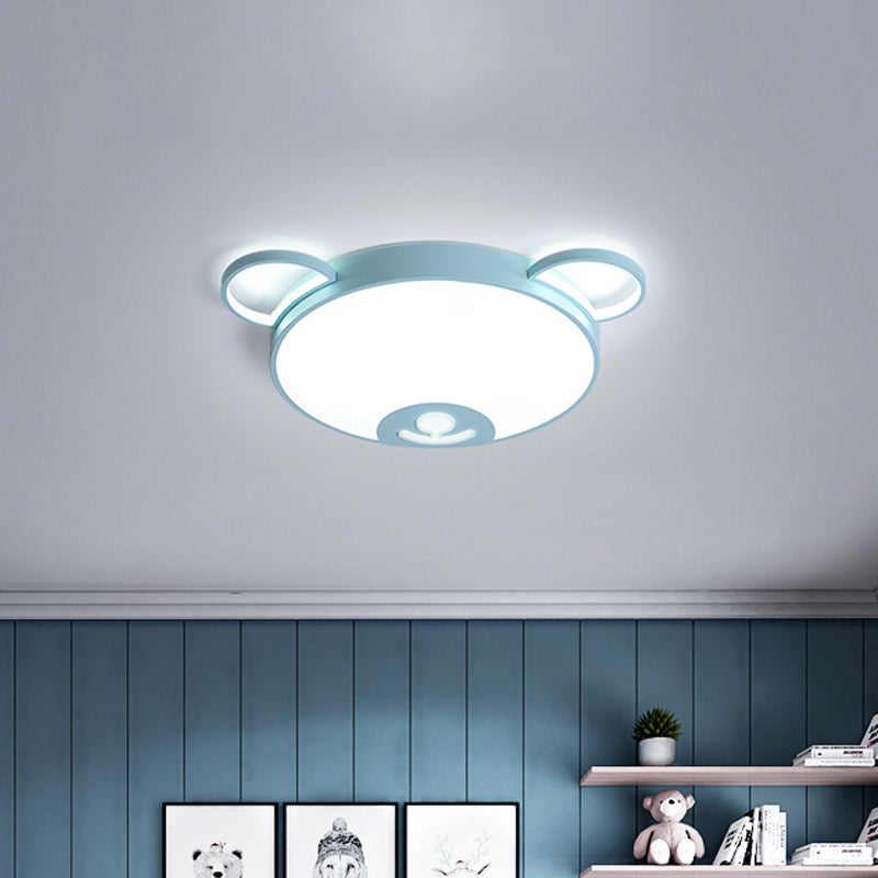 Bear Acrylic Ceiling Lamp: Cartoon Pink/Blue LED Flush Mount Light Fixture (16.5"/20.5" Width) - Warm/White Light