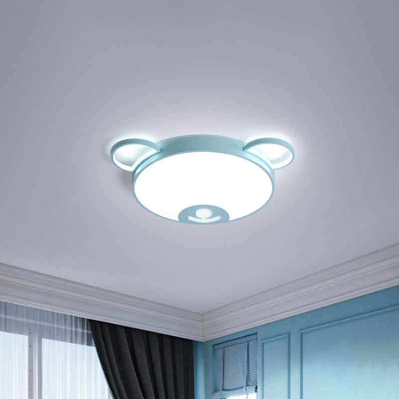 Bear Acrylic Ceiling Lamp: Cartoon Pink/Blue LED Flush Mount Light Fixture (16.5"/20.5" Width) - Warm/White Light