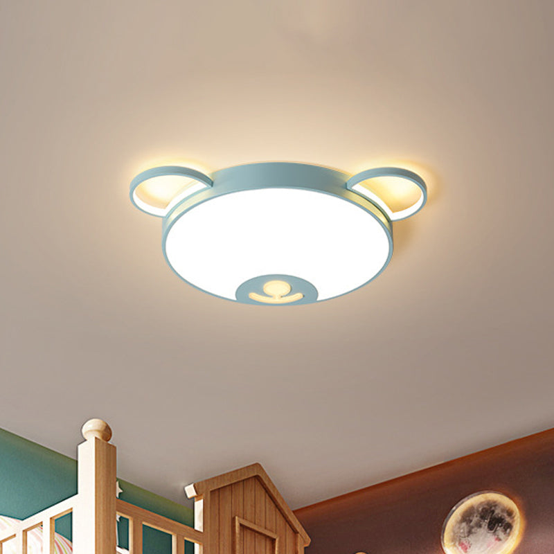 Bear Acrylic Ceiling Lamp: Cartoon Pink/Blue LED Flush Mount Light Fixture (16.5"/20.5" Width) - Warm/White Light