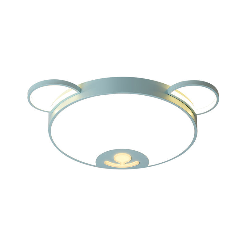 Bear Acrylic Ceiling Lamp: Cartoon Pink/Blue LED Flush Mount Light Fixture (16.5"/20.5" Width) - Warm/White Light