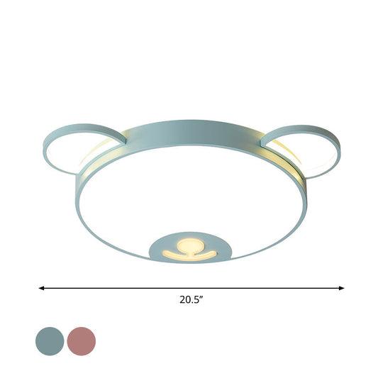 Bear Acrylic Ceiling Lamp: Cartoon Pink/Blue LED Flush Mount Light Fixture (16.5"/20.5" Width) - Warm/White Light