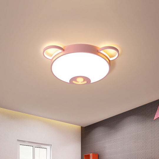 Bear Acrylic Ceiling Lamp: Cartoon Pink/Blue LED Flush Mount Light Fixture (16.5"/20.5" Width) - Warm/White Light