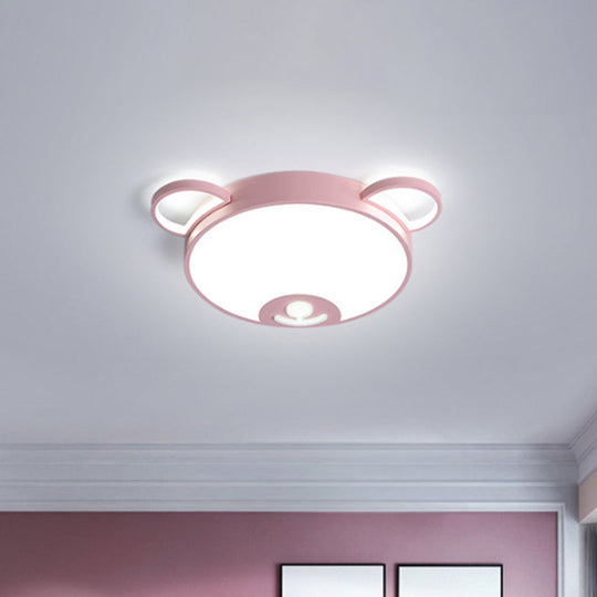 Bear Acrylic Ceiling Lamp: Cartoon Pink/Blue LED Flush Mount Light Fixture (16.5"/20.5" Width) - Warm/White Light