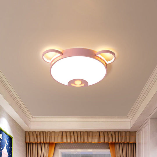 Bear Acrylic Ceiling Lamp: Cartoon Pink/Blue LED Flush Mount Light Fixture (16.5"/20.5" Width) - Warm/White Light