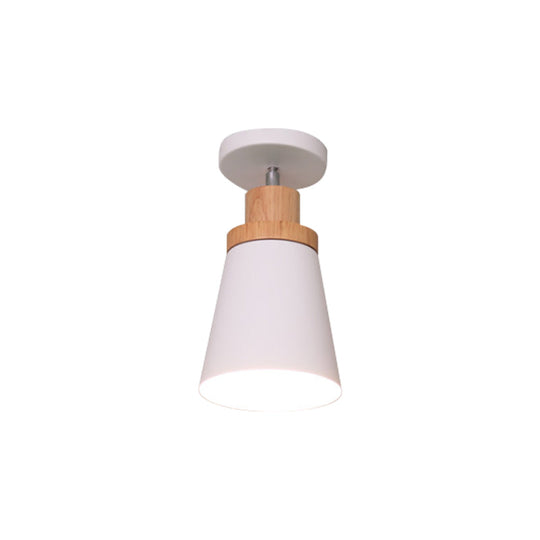 Nordic Metal 1-Light Flush Mount Ceiling Lamp with Pivot Joint - Wood Finish and Color Options Available