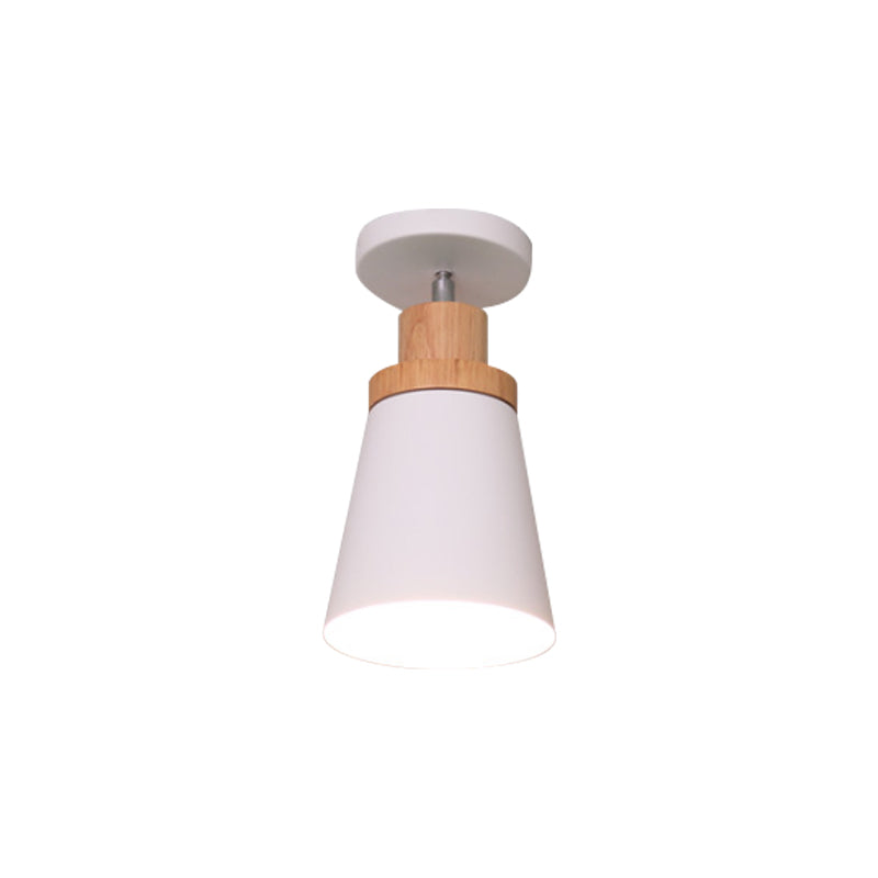 Nordic Metal 1-Light Flush Mount Ceiling Lamp With Pivot Joint - Wood Finish And Color Options