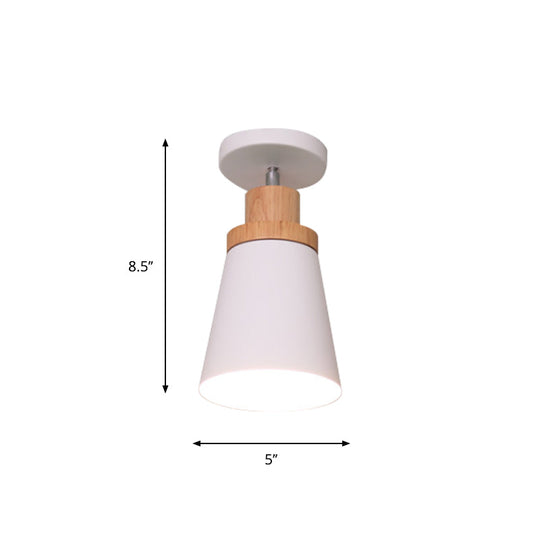 Nordic Metal 1-Light Flush Mount Ceiling Lamp with Pivot Joint - Wood Finish and Color Options Available