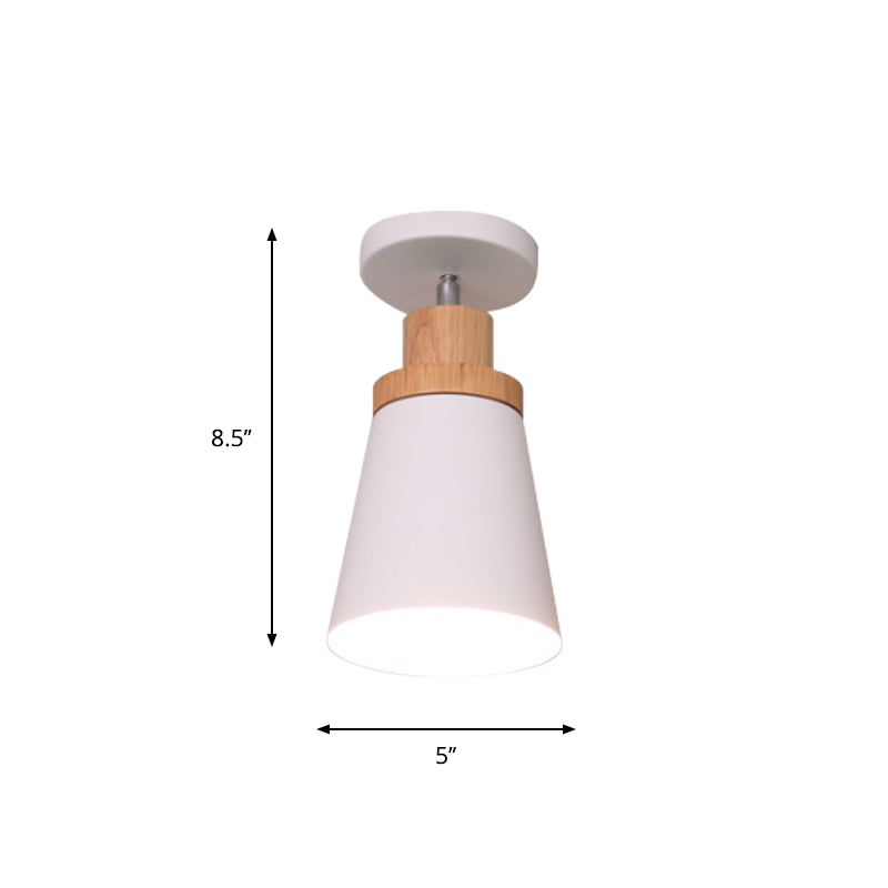 Nordic Metal 1-Light Flush Mount Ceiling Lamp With Pivot Joint - Wood Finish And Color Options