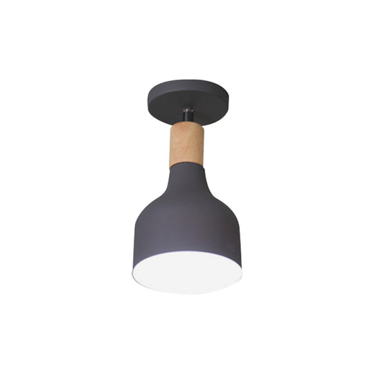 Nordic Metal 1-Light Flush Mount Ceiling Lamp with Pivot Joint - Wood Finish and Color Options Available