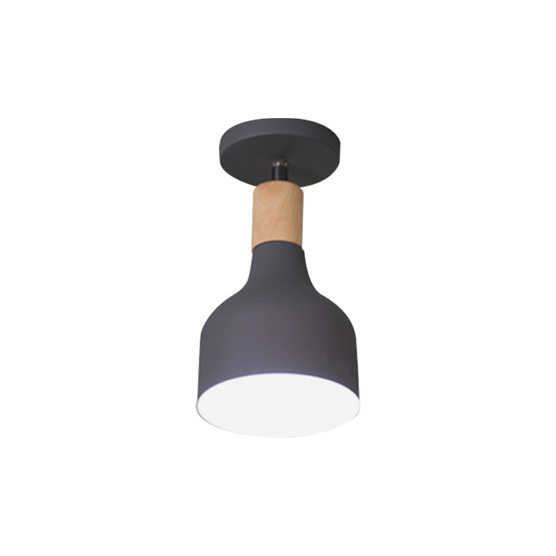 Nordic Metal 1-Light Flush Mount Ceiling Lamp With Pivot Joint - Wood Finish And Color Options