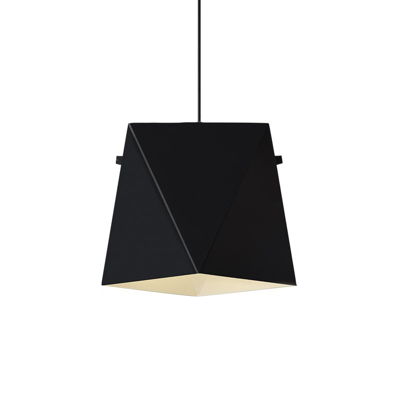 Geometric Pendant Ceiling Light In Macaron Iron Down Lighting With 1 Bulb - Pink/Black/Blue