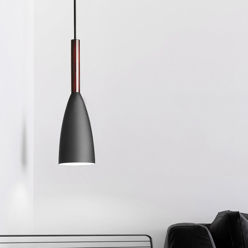 Nordic Metal Pendant Lamp - Elongated Dome Ceiling Suspension 1 Head Black/White/Grey For Dining